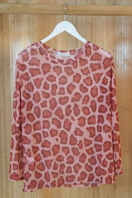 Bobby Mesh Layering Top Leopard Soft Red